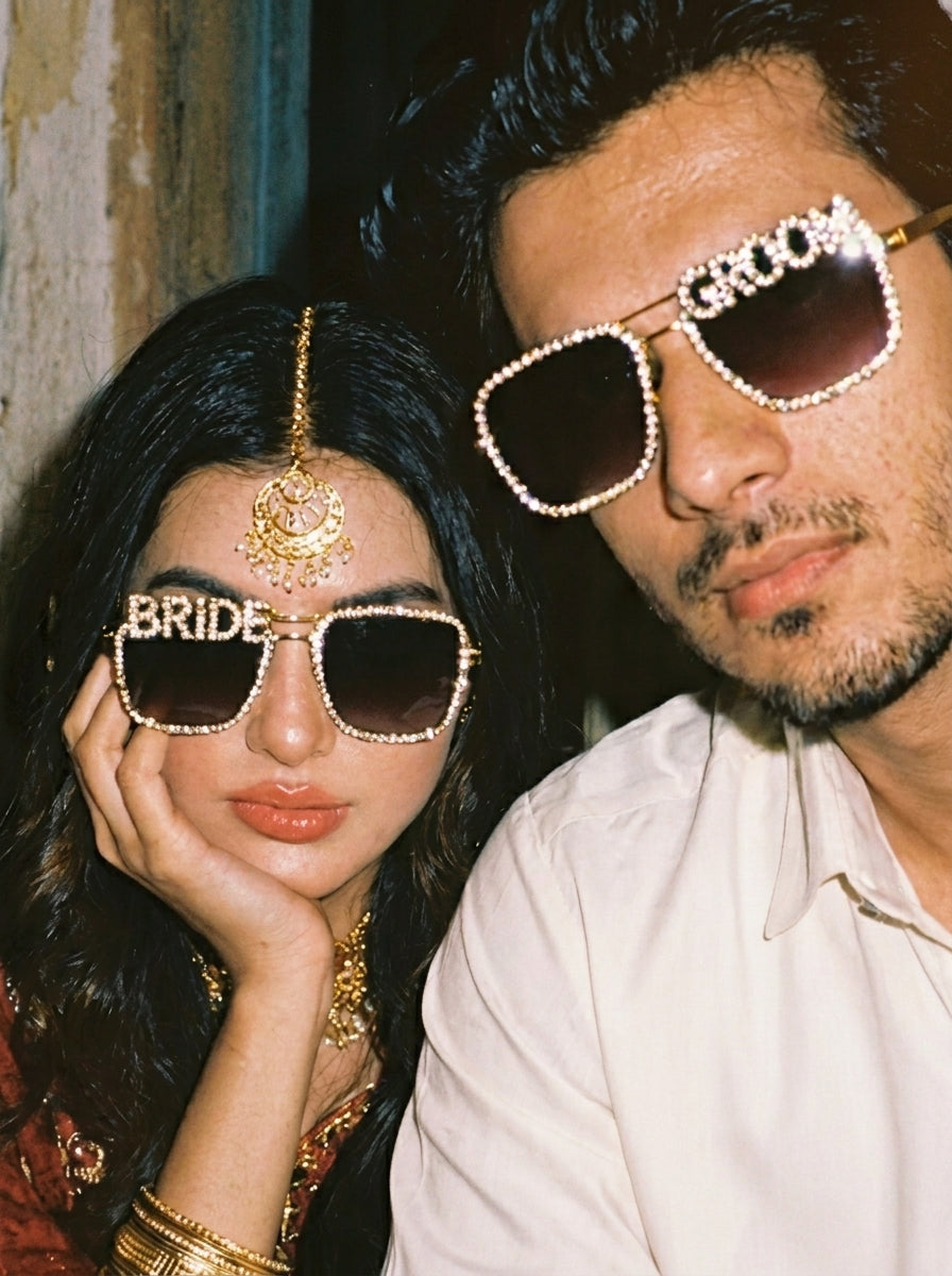 BRIDE - GROOM GLASSES ( HAND MADE )