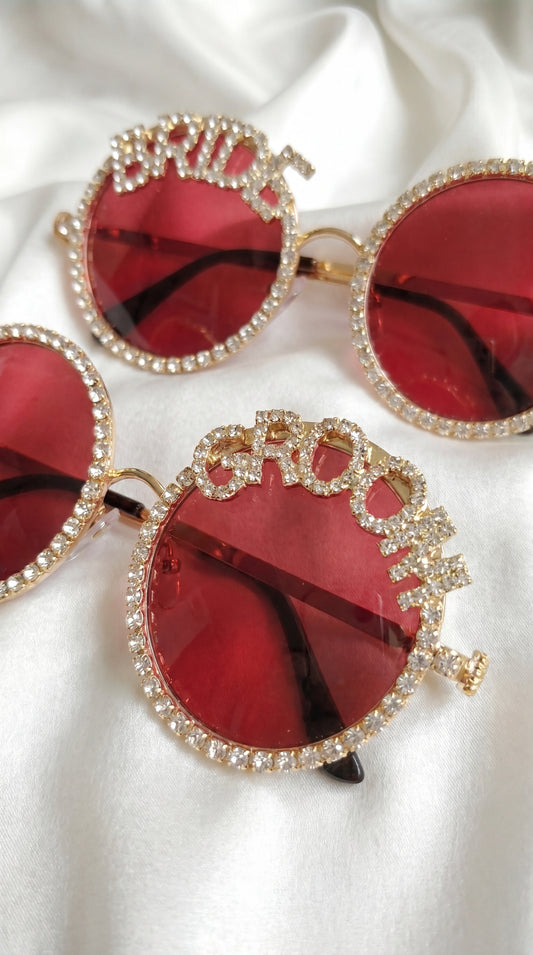 Bride and Groom Glasses - Red beauty