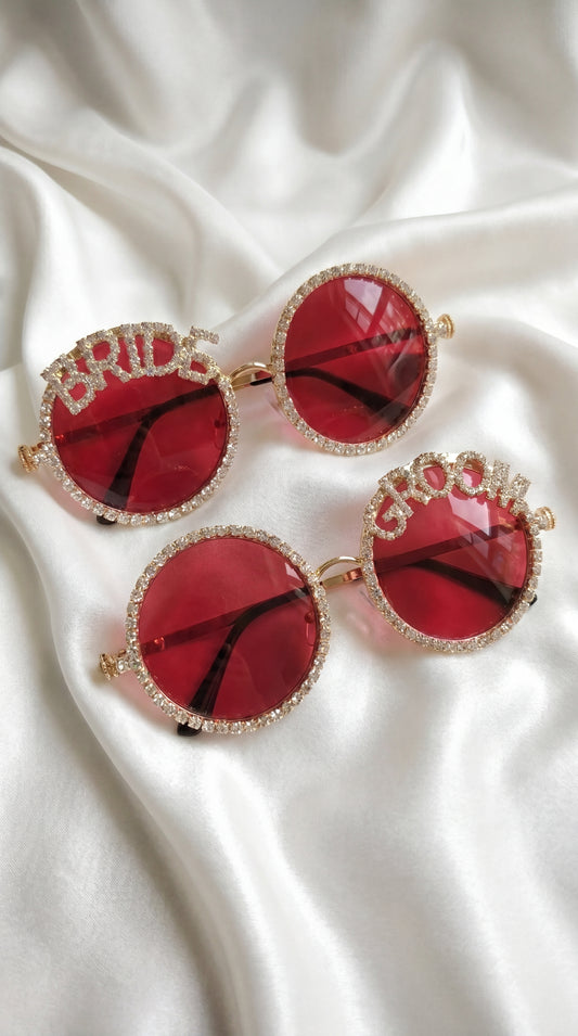 Bride and Groom Glasses - Red beauty