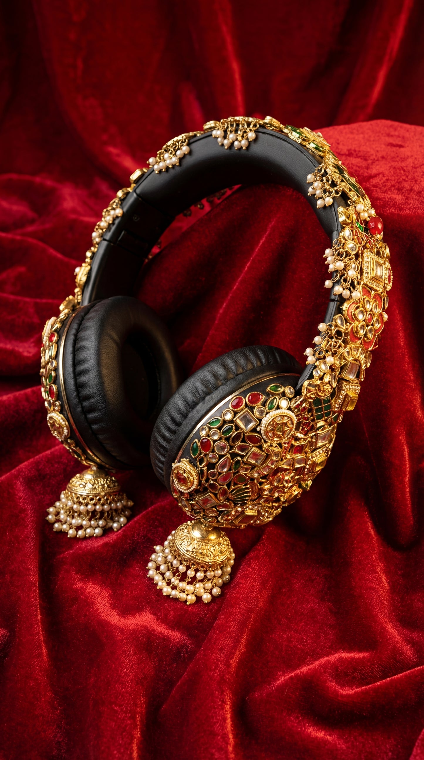 Jhumka Headphones - Black and golden Beauty